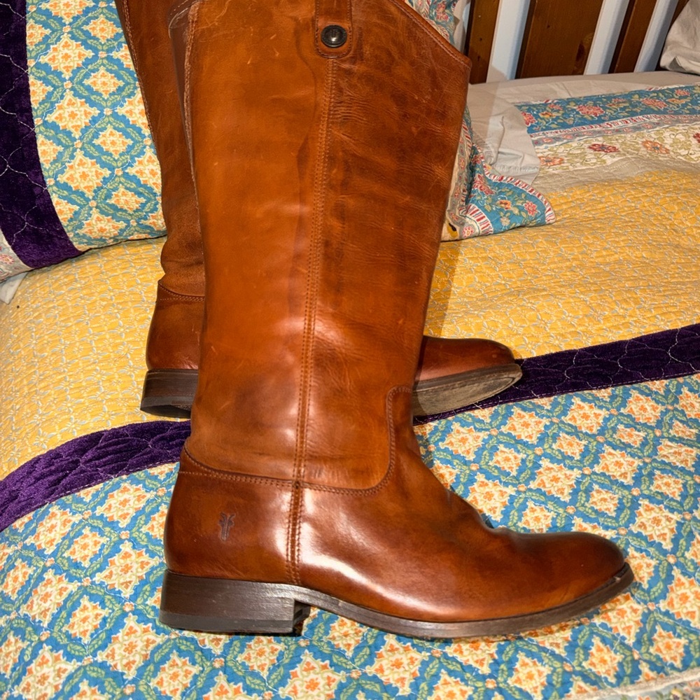 FRYE Melissa Tall Button Riding Boots Extended Calf